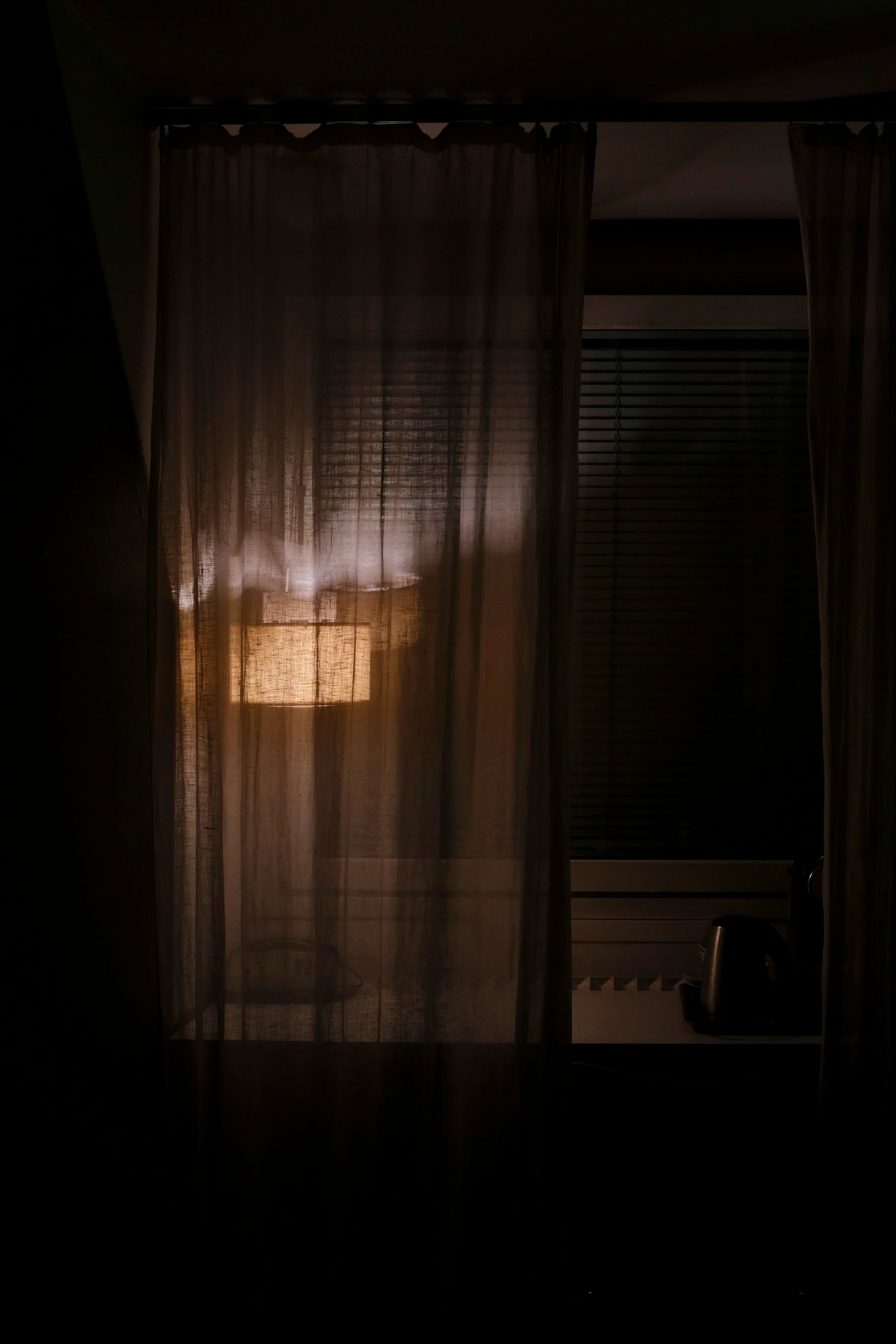 turned-on floor lamp
